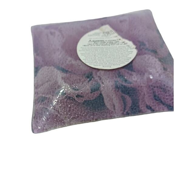 Glass Candle Drip Dish Plate 4" ROSE PETALS Violet Pink Square Romantic Vintage - Picture 14 of 16